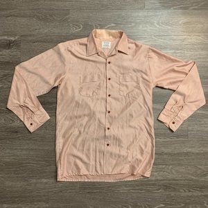 Vintage Sovereign Camp Collar Salmon Button Up Shirt Sz. LT